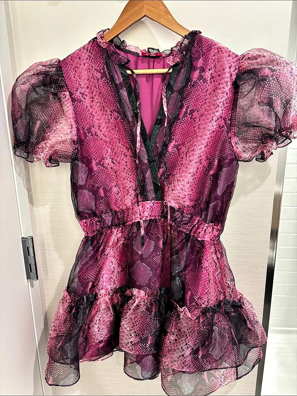 Buddy Love Clementine Snake Print Mini Dress Hot Pink & Black -Large